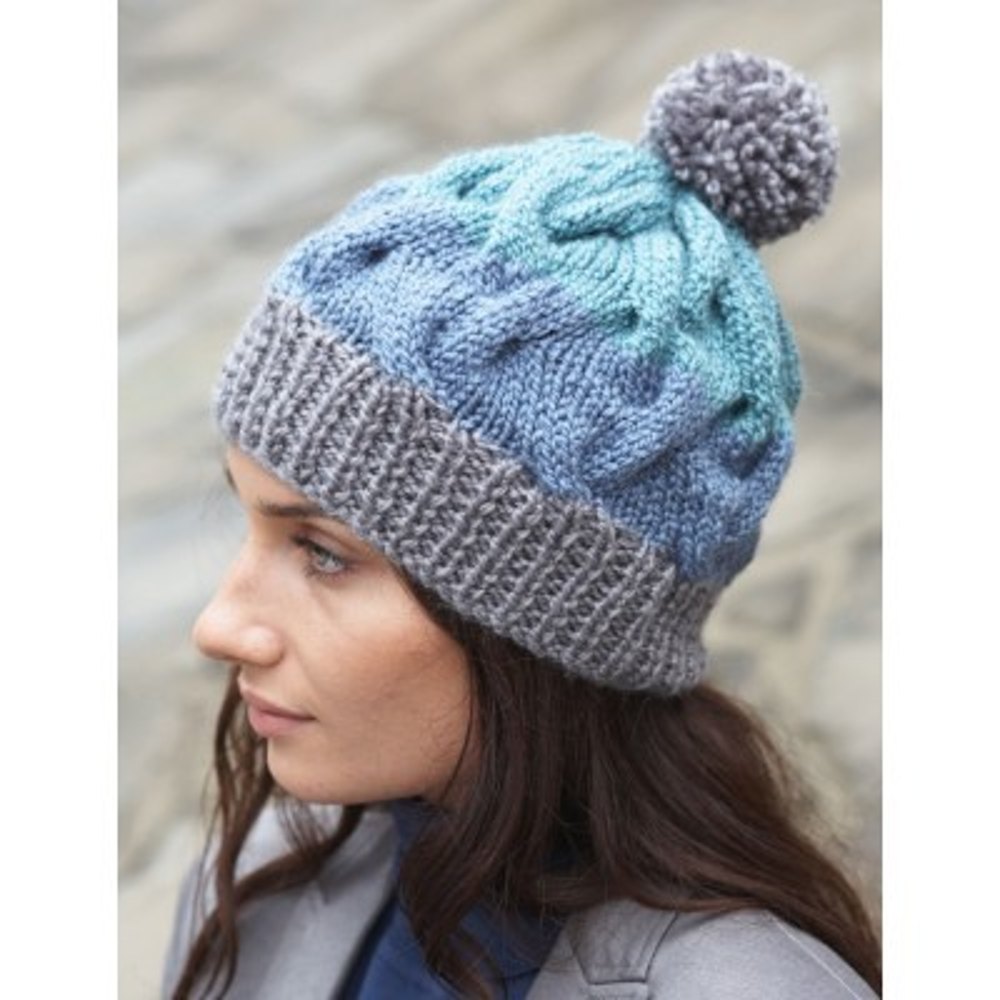 Striped Cable Hat in Patons Shetland Chunky | Knitting ...