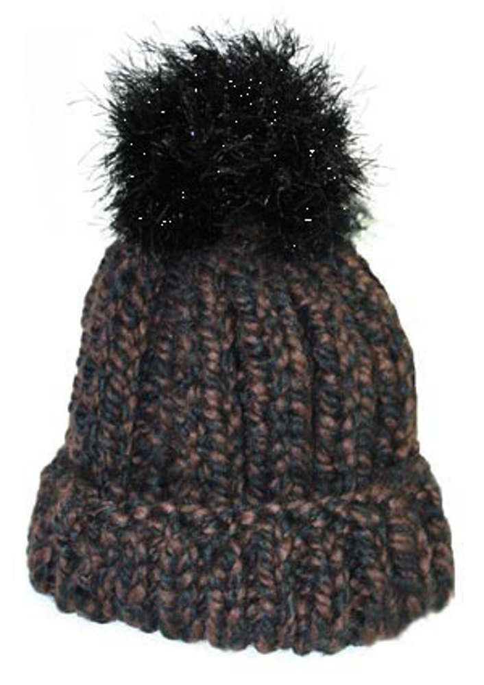 Sparkling PomPom Ski / Toboggan Hat in Lion Brand Wool