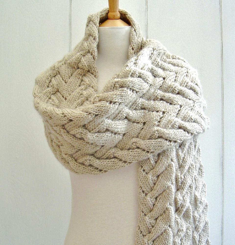 Chevron Lace Cable Wrap Scarf Knitting pattern by Caroline ...