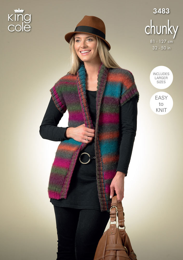 Ladies Cardigan and Waistcoat in King Cole Riot Chunky - 3483