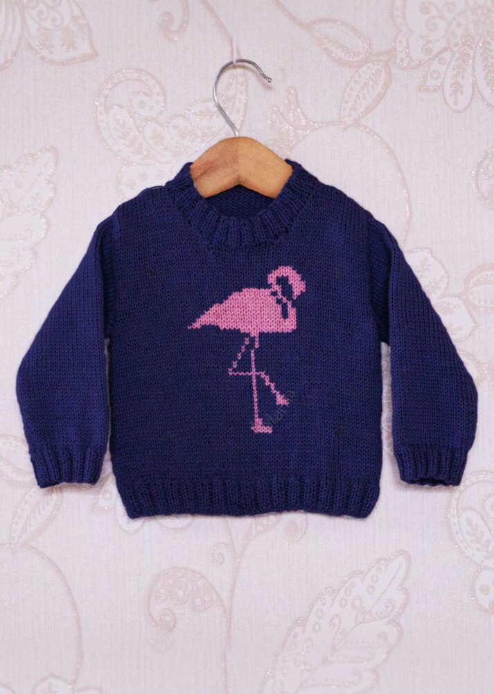 Intarsia Flamingo Chart Childrens Sweater Knitting pattern
