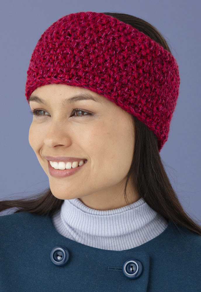 Seed Stitch Headband in Lion Brand Vanna's Glamour - L10658 | Knitting ...