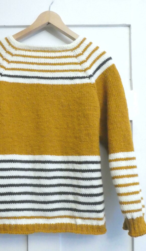 Petit Paris Mustard Yellow Striped Jumper Sweater Knitting