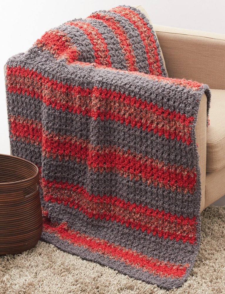 Striped Crochet Afghan in Bernat Soft Boucle | Knitting ...