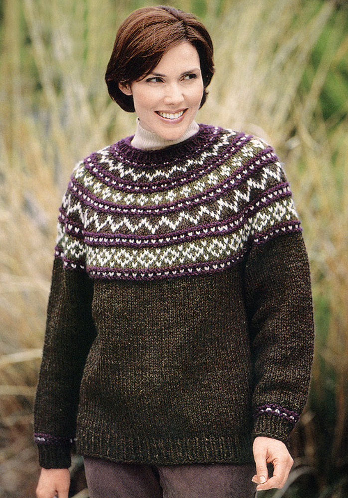 Yoke Sweater Knit in Lion Brand WoolEase Chunky 1196A