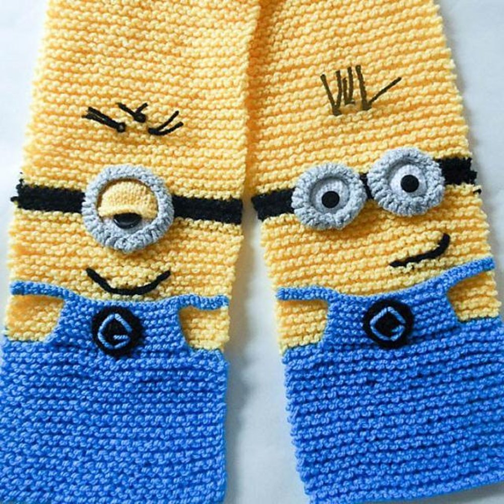 Minion Character Scarf Knitted Version Knitting pattern by Wistfully Woolen