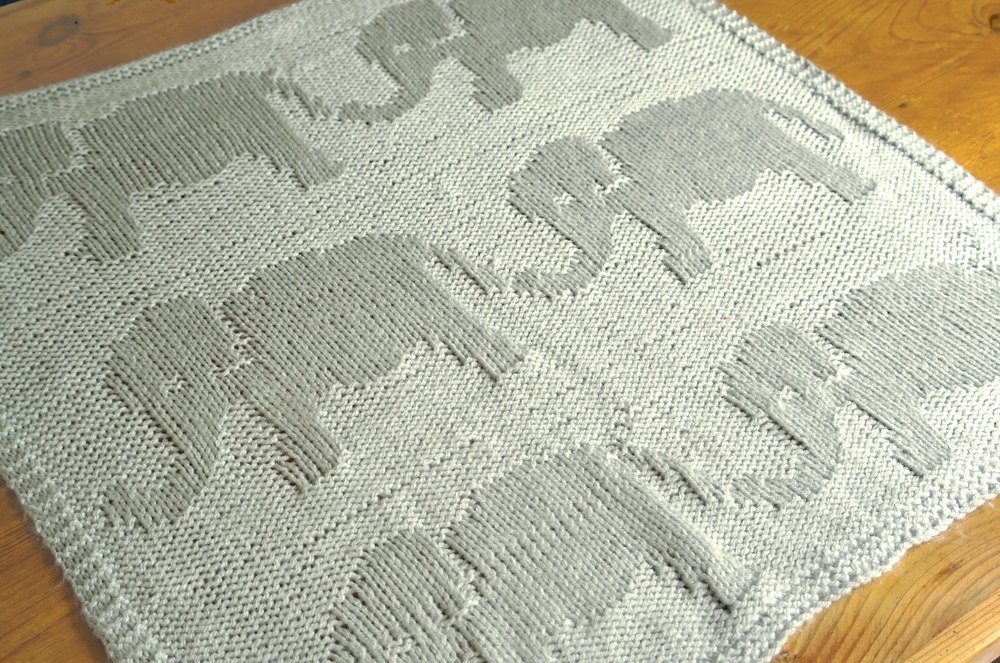 Easy Elephant Baby Blanket Knitting pattern by Sproglets Kits