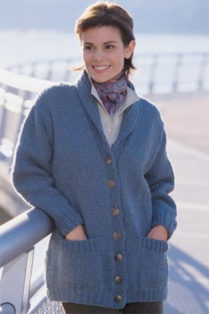 Cardigan con collo a scialle in lana del marchio LionEase Chunky