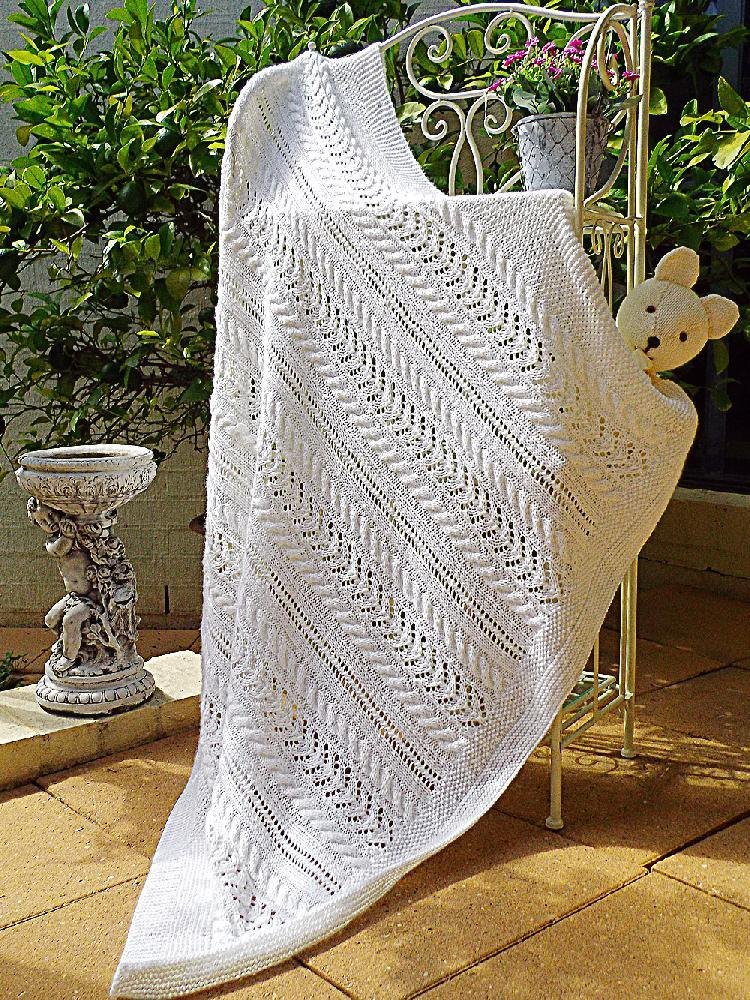 Lace and Cable Blanket P053 Knitting pattern by OGE Knitwear Designs