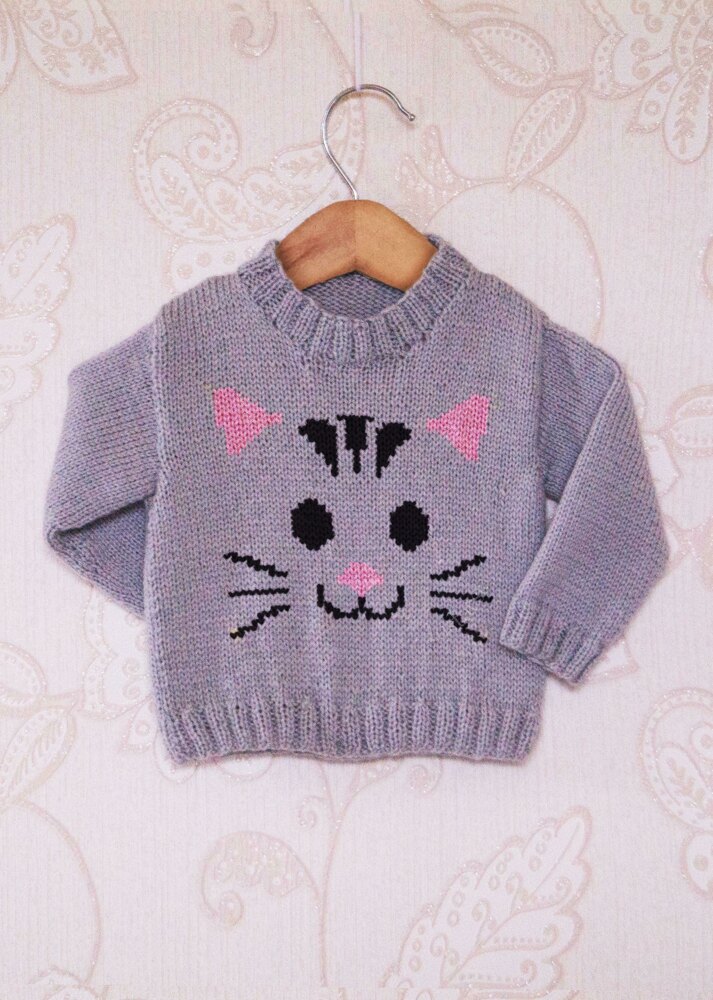 Intarsia Cat Face Chart & Childrens Sweater Knitting