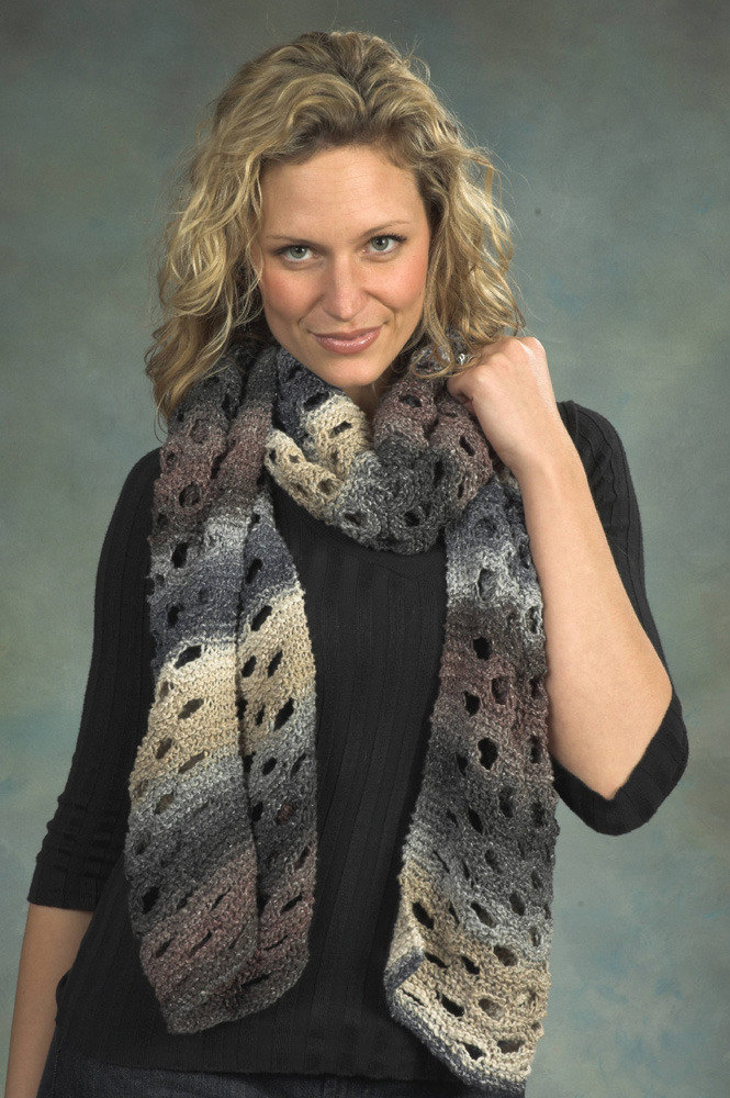 Swiss Cheese Scarf in Plymouth Kudo - F315 | Knitting Patterns