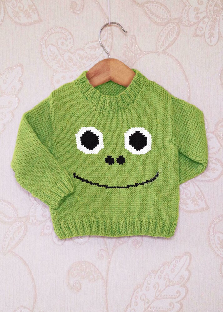 Intarsia Frog Face Chart & Childrens Sweater Knitting