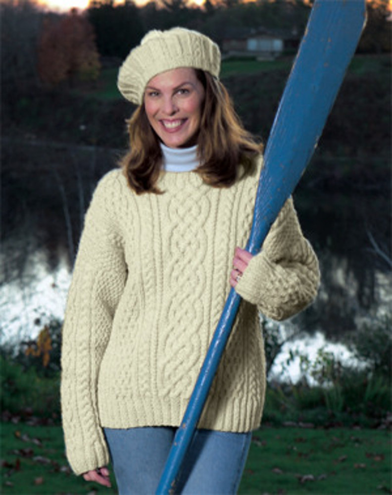 Knitted Aran Sweater in Lion Brand Fishermen's Wool 1101A Knitting