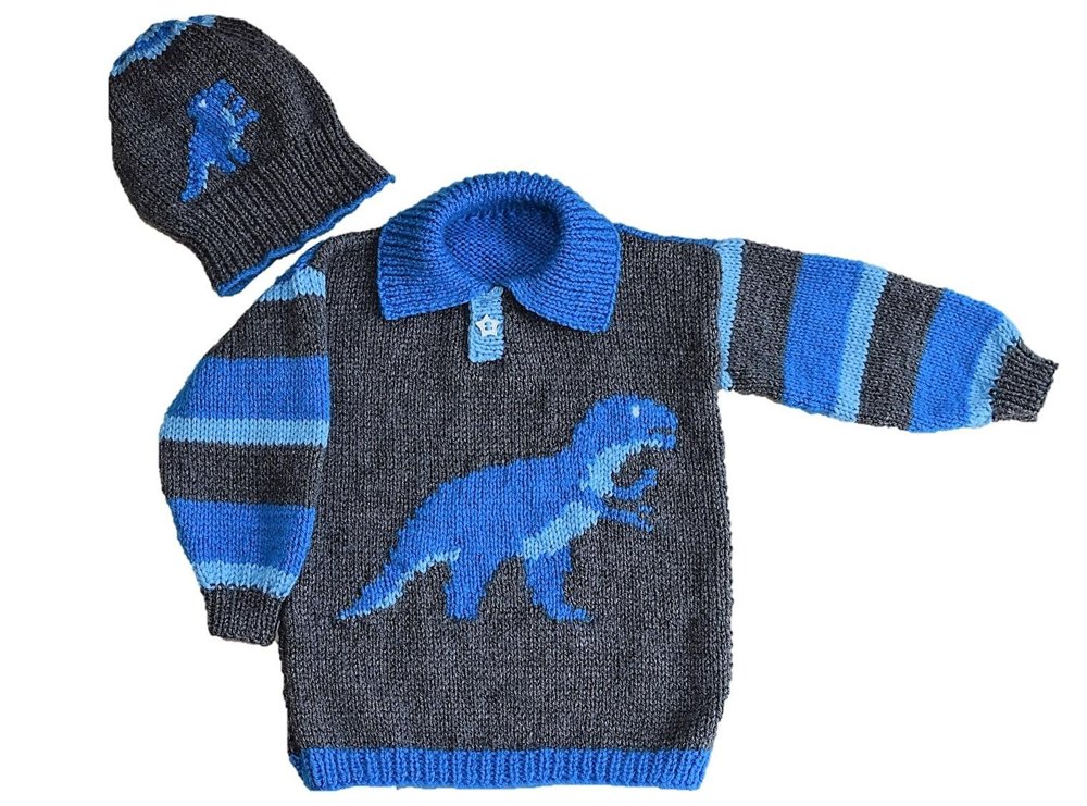 T Rex Sweater and Hat Knitting pattern by iKnitDesigns