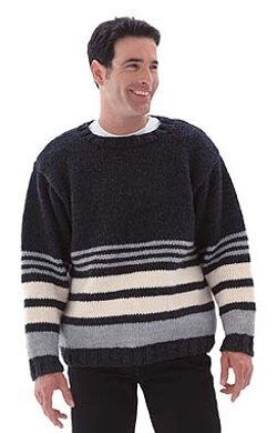 Striped Pullover Sweater in Lion Brand Wool-Ease Chunky | Knitting ...