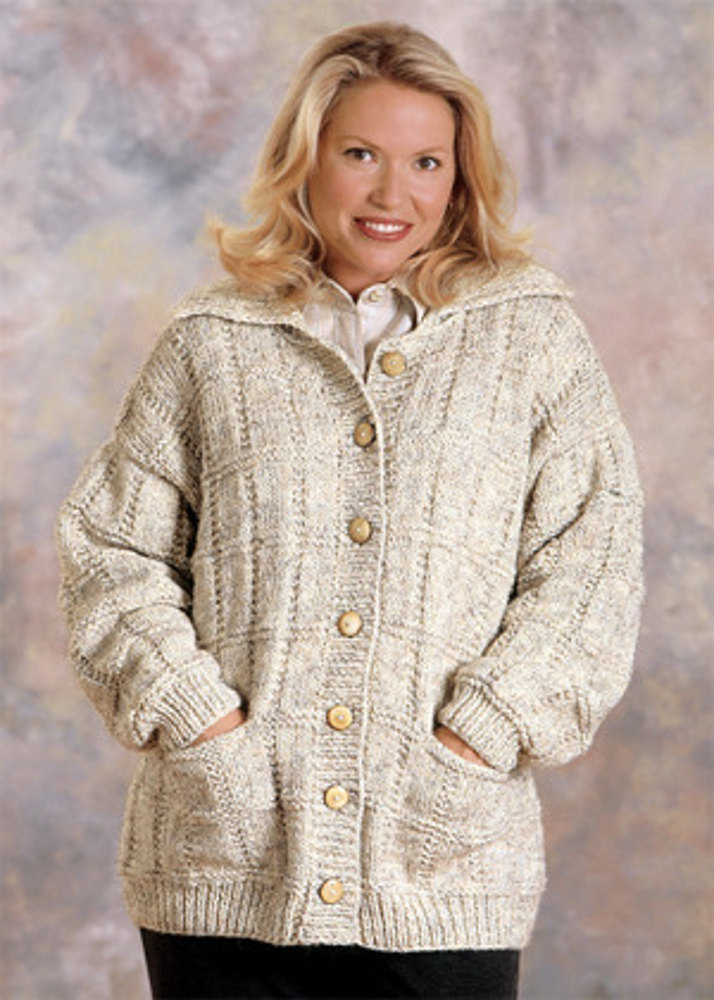 Cardigan à points carrés en laine Lion Brand WoolEase Chunky