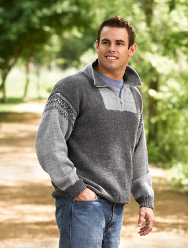 Alpine Zip-Neck Pullover in Lion Brand Wool-Ease | Knitting Patterns ...