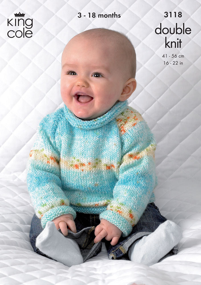 Cardigan and Sweater in King Cole Baby Splash DK - 3118