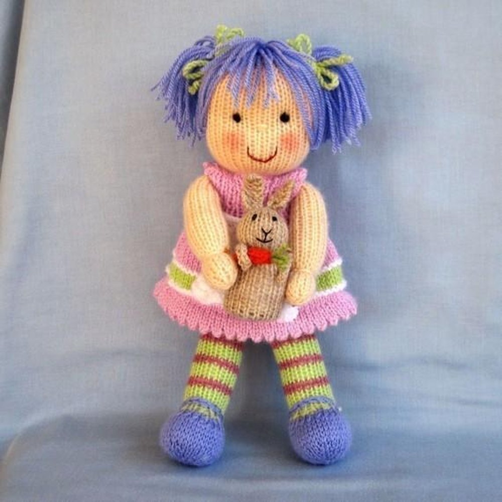Lucy Lavender Knitted Doll Knitting pattern by Dollytime Knitting