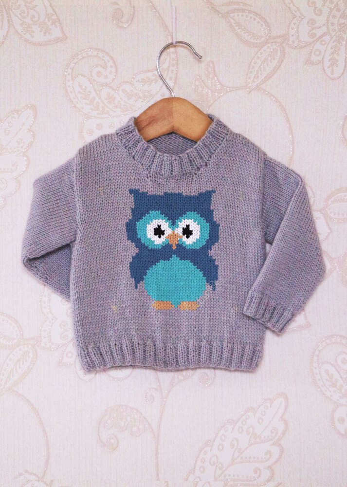 Intarsia Little Owl Chart Childrens Sweater Knitting pattern by Instarsia