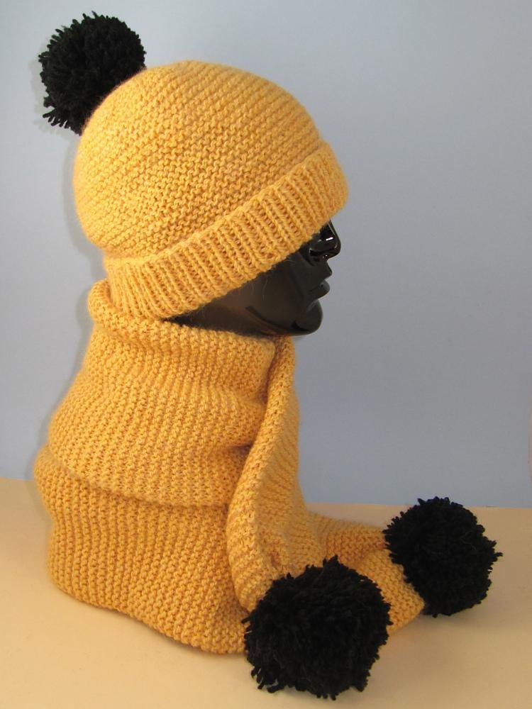 Easy Chunky Big Bobble Beanie Hat and Scarf Set Knitting ...