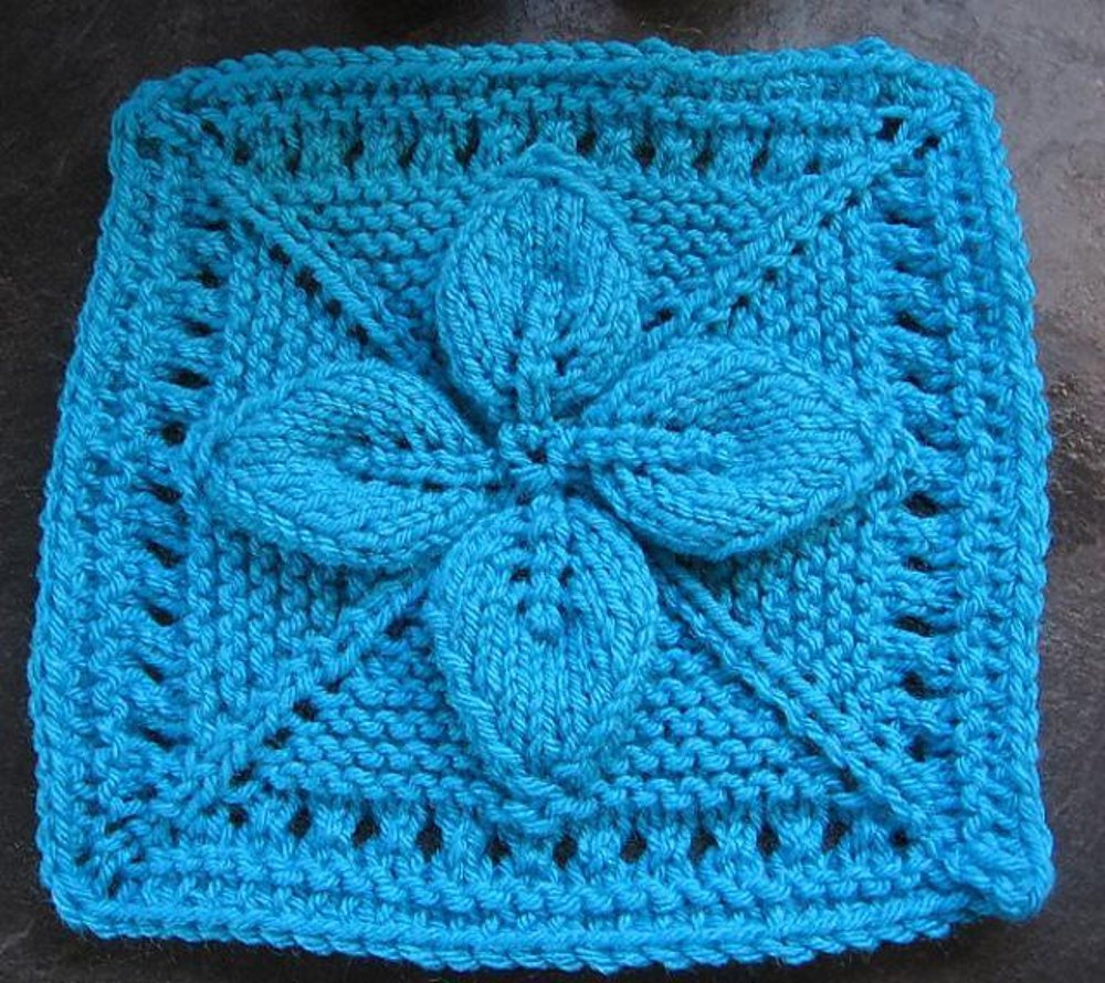 9" Lucky 4Leaf Afghan Block Knitting pattern by Margaret